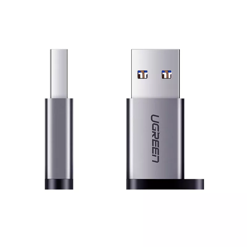 Adaptador UGREEN USB 3.0 conector macho a Type-C 3.1 conector hembra, transferencia de datos y carga, gris espacial