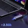 Adaptador UGREEN USB-A 3.2 Gen 1 a Ethernet 2.5G, 2,5 Gbps RJ45 LAN, aluminio, Space Gray, Plug & Play, Realtek RTL8156B, cable de 10 cm