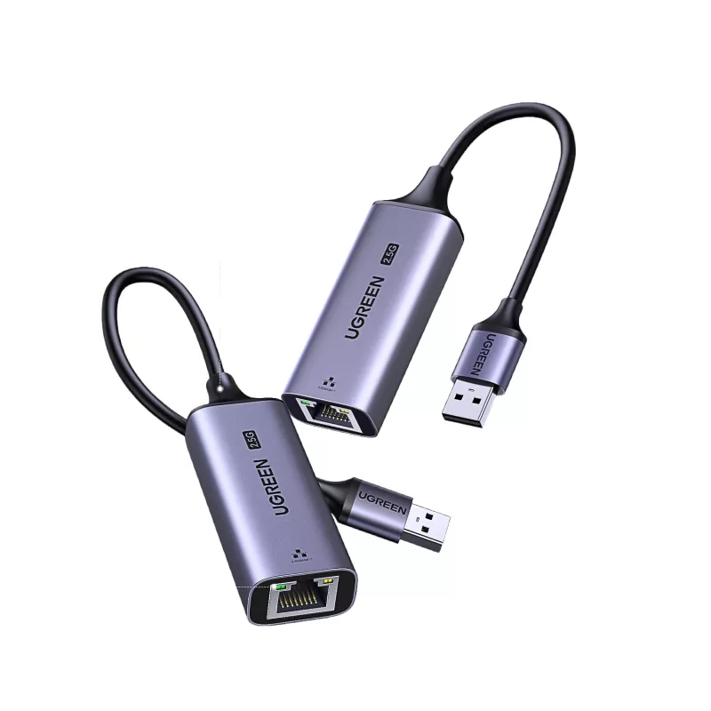 Adaptador UGREEN USB-A 3.2 Gen 1 a Ethernet 2.5G, 2,5 Gbps RJ45 LAN, aluminio, Space Gray, Plug & Play, Realtek RTL8156B, cable de 10 cm