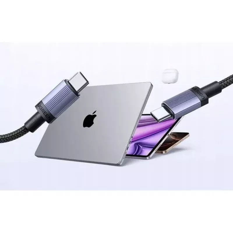 UGREEN Cable de carga USB-C a USB-C USB 2.0 240W PD 3.1, carcasa de aluminio trenzada, 2m gris