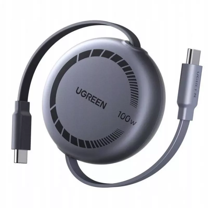 UGREEN Cable de carga rápida retráctil USB-C a USB-C PD 100W 1m Negro