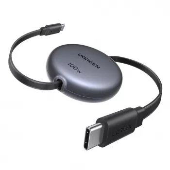 UGREEN Cable de carga rápida retráctil USB-C a USB-C PD 100W 1m Negro
