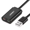 Adaptador de sonido estéreo externo UGREEN USB a 3,5 mm - negro