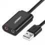 Adaptador de sonido estéreo externo UGREEN USB a 3,5 mm - negro