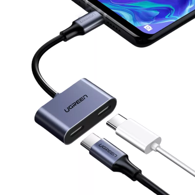 UGREEN Adaptador USB Type-C de audio dual y carga (15W PD, splitter 2 en 1)