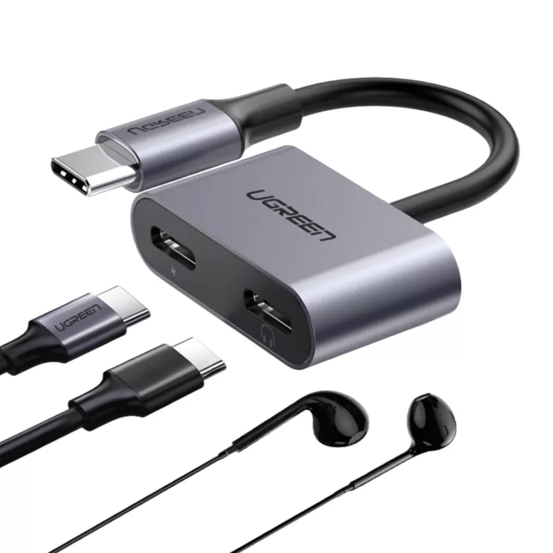 UGREEN Adaptador USB Type-C de audio dual y carga (15W PD, splitter 2 en 1)