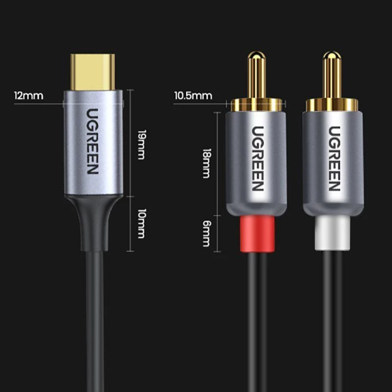 UGREEN Cable de Audio USB Type-C a 2RCA 1,5m Gris (20193 CM451)