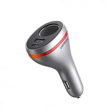 UGREEN cargador de coche USB Type-C / USB QC PD 24W con toma de mechero 12V plateado (CD204)
