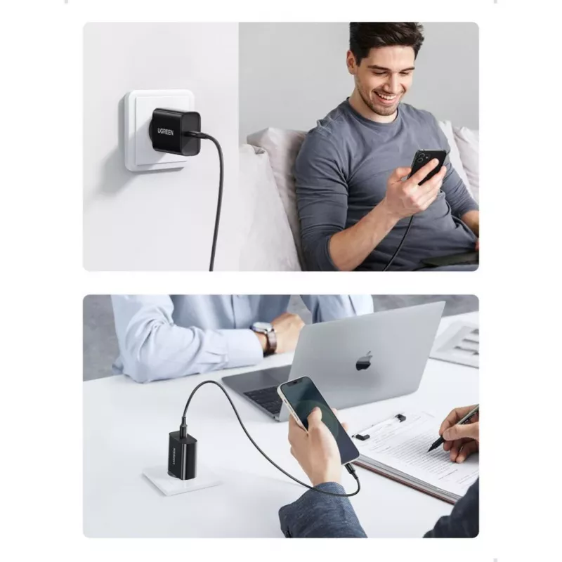 UGREEN Fuente de alimentación de pared USB Type-C 20W Power Delivery Negra (10191)