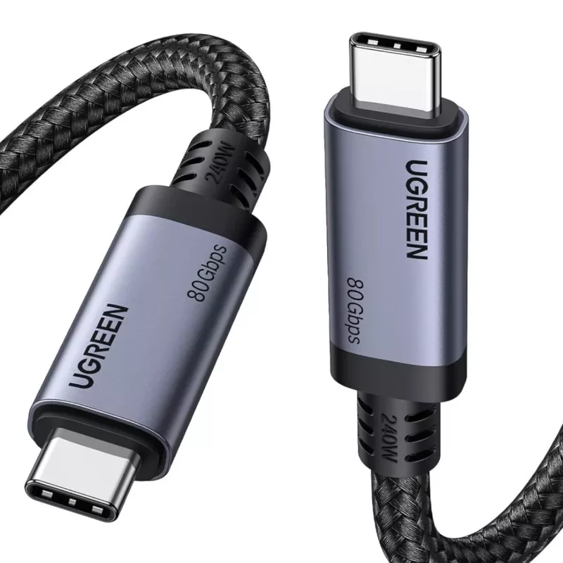 UGREEN Cable USB4 USB-C a USB-C 240W 40Gbps 16K@60Hz 80Gbps Compatible con Thunderbolt 4 1m Nylon Trenzado