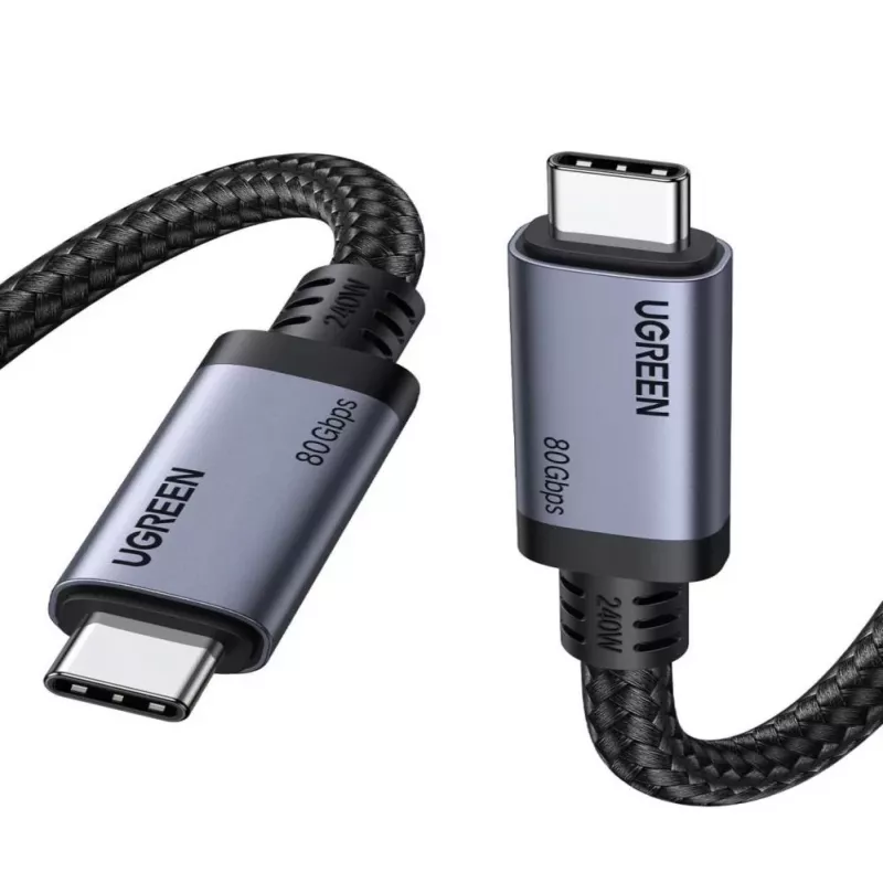 UGREEN Cable USB4 USB-C a USB-C 240W 40Gbps 16K@60Hz 80Gbps Compatible con Thunderbolt 4 1m Nylon Trenzado