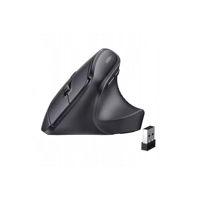 UGREEN Ratón vertical inalámbrico, 2,4 GHz / Bluetooth 5.4, DPI ajustable, negro
