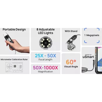 Micróscopio digital ULEFONE uSmart C01 50x-1000x 2MP USB-C
