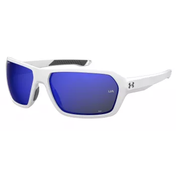 Gafas de sol de hombre Under Armour UARECON6HTG47 - rectangulares, envolventes, lentes verdes, montura habana