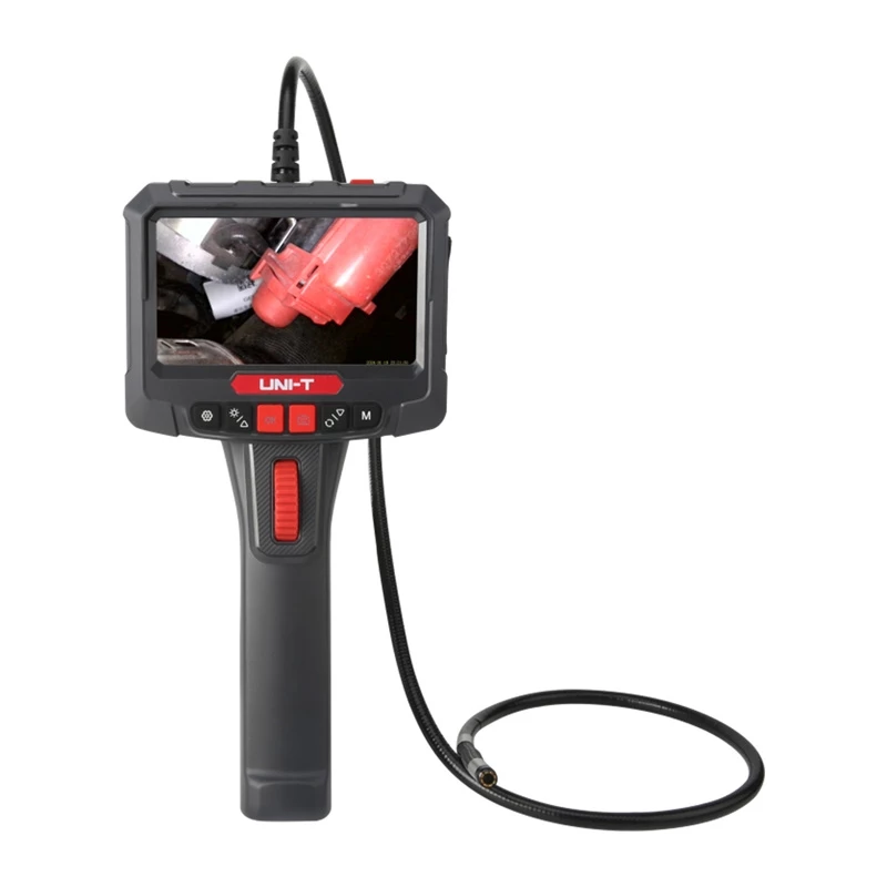 UNI-T UT663B-2m boroscopio industrial, pantalla de 5,0", cámara de 8 mm 1080p, cabezal giratorio bidireccional de 180°, cable rígido de 2 m, IP67, 8 LED, 3000 mAh