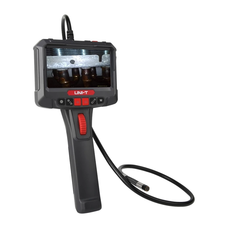 UNI-T UT663B-2m boroscopio industrial, pantalla de 5,0", cámara de 8 mm 1080p, cabezal giratorio bidireccional de 180°, cable rígido de 2 m, IP67, 8 LED, 3000 mAh