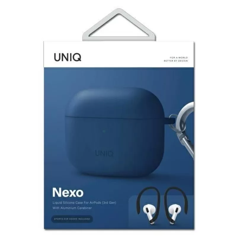 UNIQ Nexo funda para AirPods 3 + Ear Hooks silicona - azul