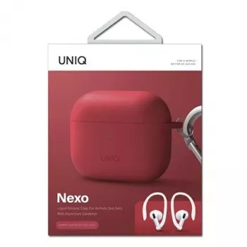 UNIQ funda Uniq Nexo para AirPods 3 + ganchos de silicona para orejas - Roja