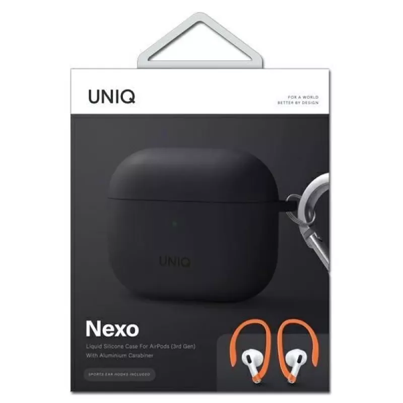 UNIQ Nexo funda para AirPods 3 con ganchos para las orejas de silicona - gris