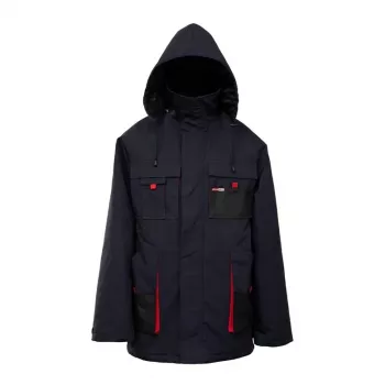 Chaqueta de invierno larga unisex Charcoal Grey XXXL con capucha desmontable y aislamiento sintético