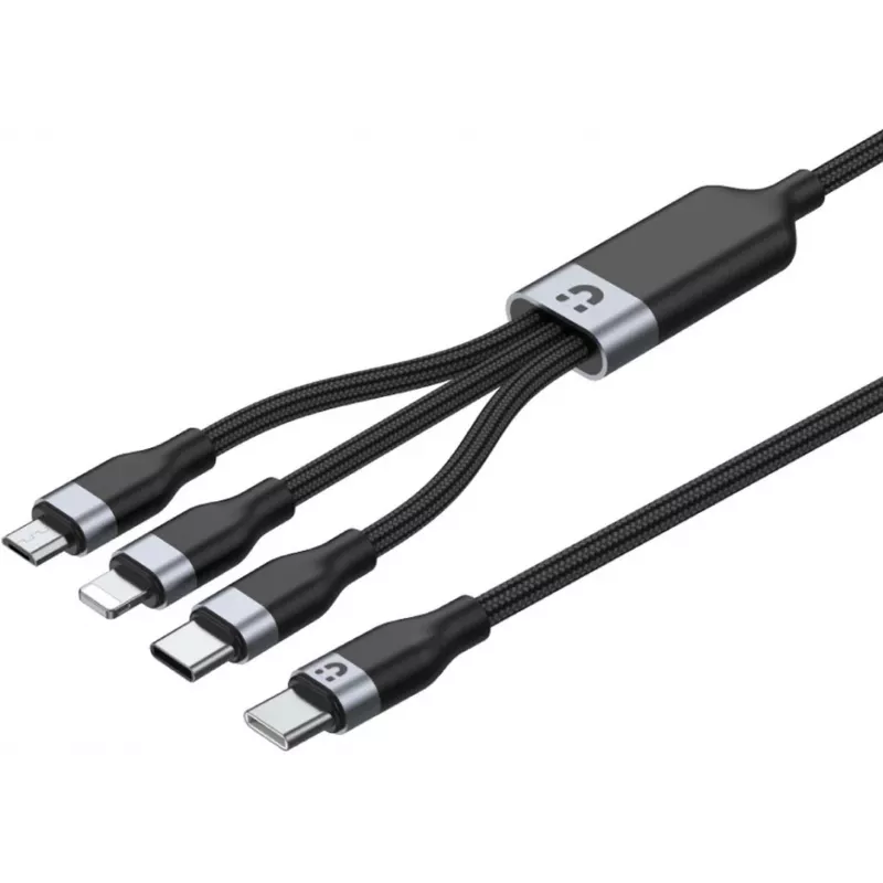 UNITEK Cable de carga 3 en 1 USB-A a Lightning, USB-C, Micro USB trenzado de nailon 1,5 m negro