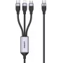 UNITEK Cable de carga 3 en 1 USB-A a Lightning, USB-C, Micro USB trenzado de nailon 1,5 m negro