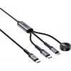 UNITEK Cable de carga 3 en 1 USB-C + Lightning + Apple Watch, 100W PD, 480 Mbps, 1,2 m, Negro