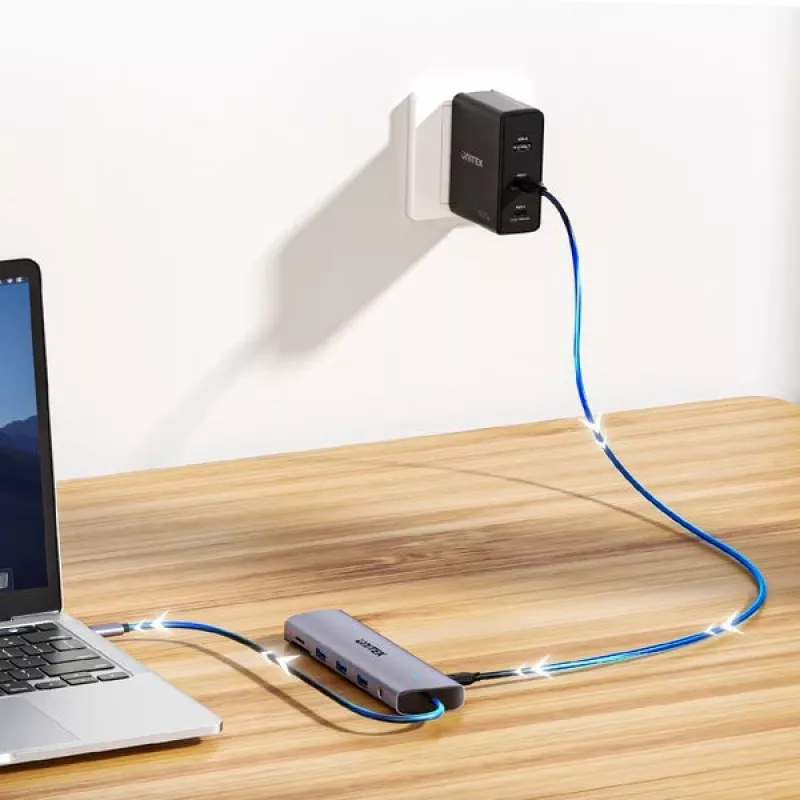 Unitek Hub USB 3.0 de 4 puertos con cable de 30cm, gris