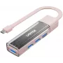 Hub USB-C/USB-A bidireccional UNITEK, 4 puertos, 5Gbps, rosa