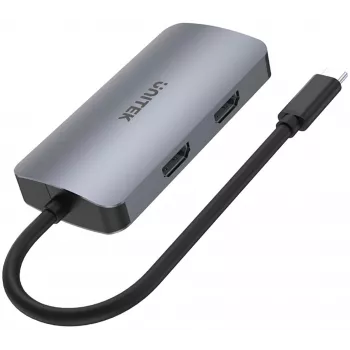 Unitek D1051A hub USB-C con 1x USB 3.0, VGA, 2x HDMI, Power Delivery y MST