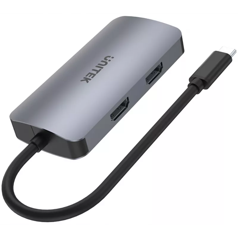Unitek D1051A hub USB-C con 1x USB 3.0, VGA, 2x HDMI, Power Delivery y MST