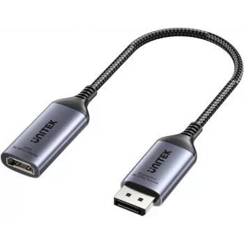 Adaptador UNITEK DisplayPort 1.4 a HDMI 2.1, 8K@60Hz, Activo, Aluminio