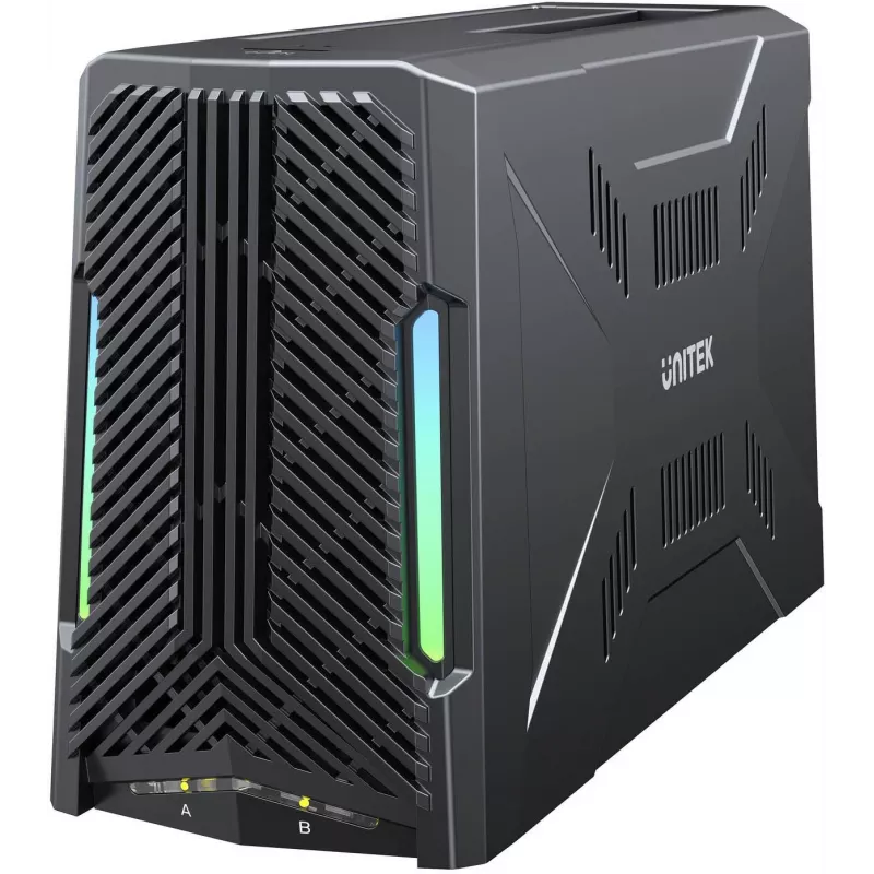 UNITEK Docking station con 1x M.2 NVMe y 1x unidad SATA, USB-C 10 Gbit/s, clonación offline, S1234B01-EU
