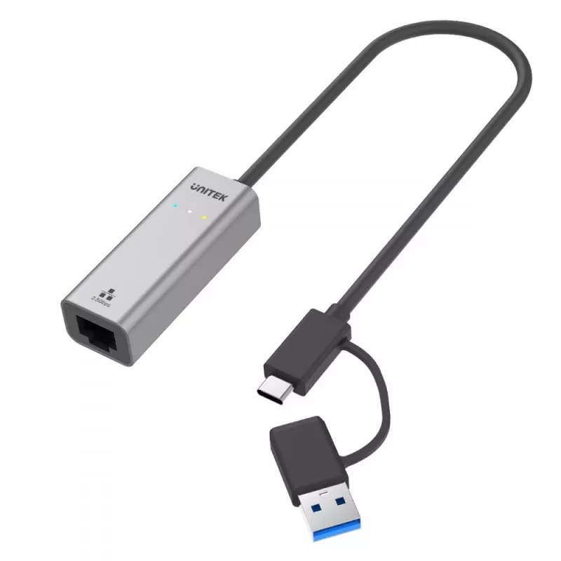 UNITEK Adaptador USB-A/C 3.1 Gen 1 a RJ45 2.5 Gigabit Ethernet U1313C