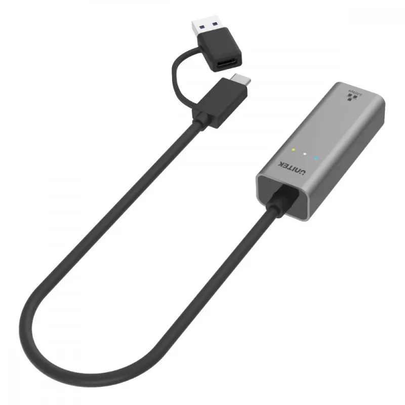 UNITEK Adaptador USB-A/C 3.1 Gen 1 a RJ45 2.5 Gigabit Ethernet U1313C