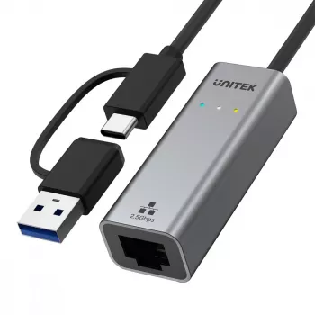 UNITEK Adaptador USB-A/C 3.1 Gen 1 a RJ45 2.5 Gigabit Ethernet U1313C