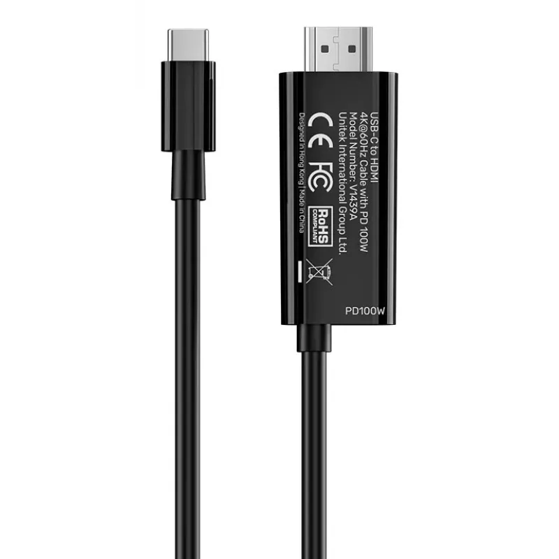 UNITEK Cable USB-C a HDMI 4K@60Hz con USB-C PD 100W