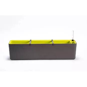 Jardinera rectangular con autorriego URBALIVE BERBERIS 80 x 20 cm, Gris-Marrón