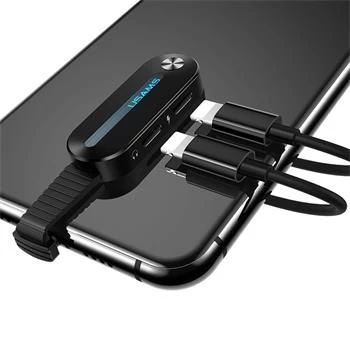 USAMS adaptador dual Lightning con luz LED SJ357 negro
