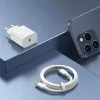 USAMS Yi Series T65 Cargador rápido PD 20W con cable USB-C a USB-C 60W, blanco (OYXLTZ01)