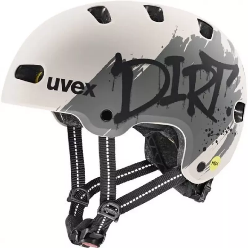 Casco de bicicleta para niños UVEX Kid 4 Style MIPS, Dirt Warm Grey