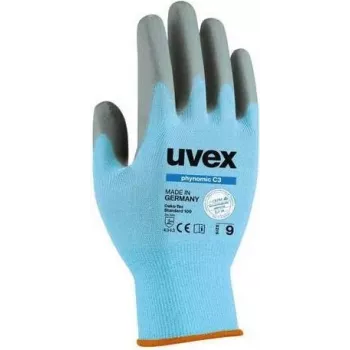 Uvex phynomic C3 Guantes de seguridad, talla 8 (M), gris/antracita, protección anticorte nivel C, recubrimiento de espuma de polímero acuoso 6008008