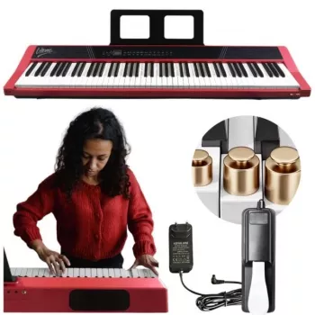 V-TONE BL-190 Piano digital portátil de 88 teclas con mecanismo de martillos ponderado, negro
