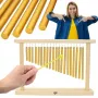 V-TONE CH20 Campanas tubulares – 6 tubos de aluminio, base de madera, 60 cm, acabado natural