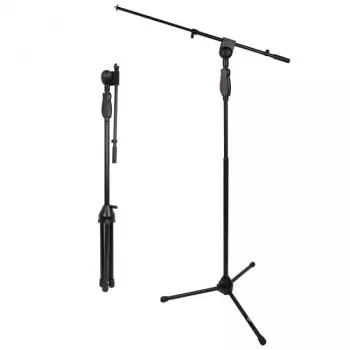 V-TONE DELUXE M1 Solo pie de micrófono con brazo y base de trípode, altura ajustable 900-1600 mm, negro