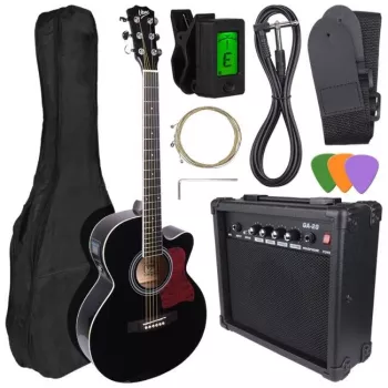 V-TONE EAG SET BK guitarra electroacústica + set de amplificador, negro