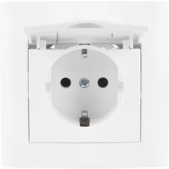 VCX WESA LC 18 toma Schuko con tapa abatible, montaje en superficie, IP44, blanco