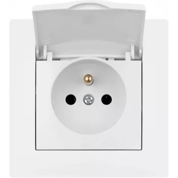 VCX WESA LC 52 Toma de corriente individual con contacto de protección y tapa abatible, montaje en superficie, IP44, 16A, blanca
