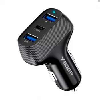 Cargador de coche Veger CC271 Rigorous PD37W (2A1C) negro
