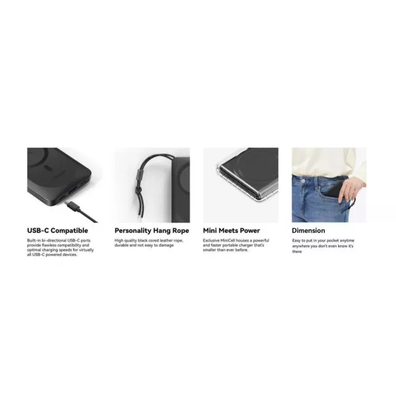 Batería externa Veger MagOn 10000 mAh blanca - compatible con MagSafe, PD QC3.0 20W carga inalámbrica